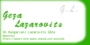 geza lazarovits business card